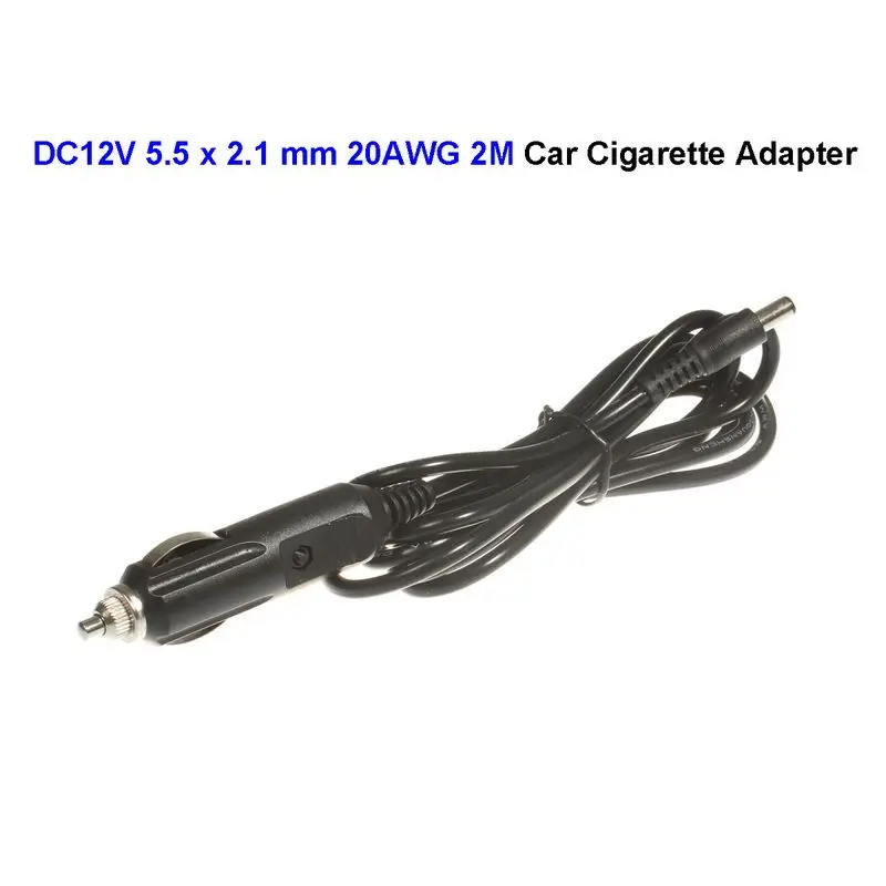 3pcs High Quality 20AWG 2 Meter DC12V 5.5x2.1mm Car Cigarette Power Adapter Cord Cable Plug