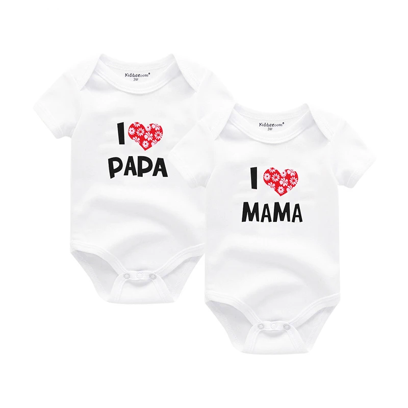 Детские боди с надписью «I Love Papa Mama», одежда из хлопка для маленьких девочек, одежда с короткими рукавами и принтом для маленьких мальчиков, Roupas de bebe - Цвет: Girls Papa Mama