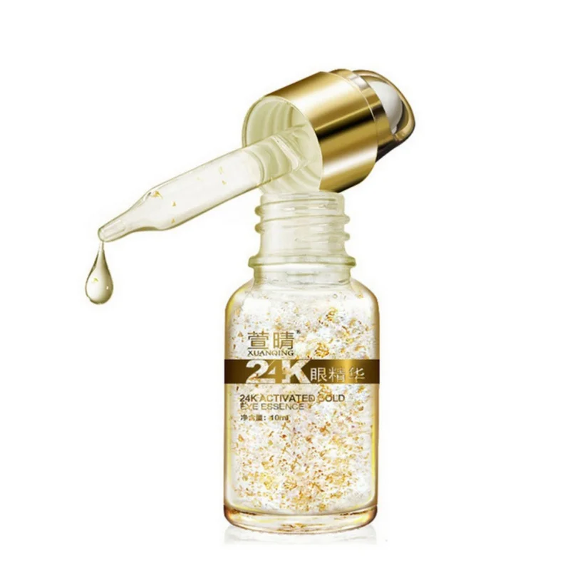 

24k Pure Gold Foil Essence Hyaluronic Acid Liquid Eye Serum Whitening Moisturizing Anti-Aging Remove Eyes Bags Dark Circles