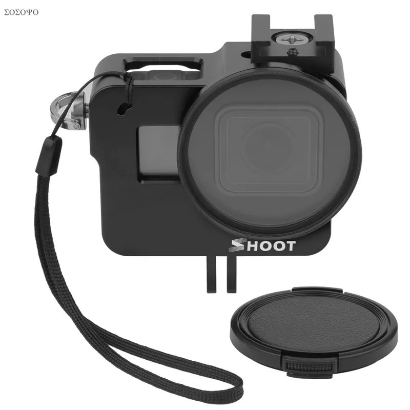 Aluminum CNC Protective Case Anti-Fall Frame Housing with Rear cover 52mm UV filter For GoPro Hero 5 6 7 black Camera Accessories (1)