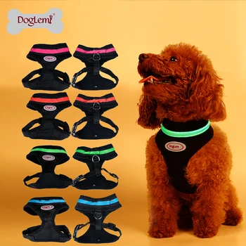 

Flashing Led Pet Harness LED dog mesh vest harness 4 colors 5sizes