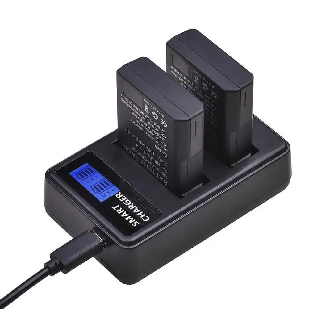

Smart LCD Display Digital Camera USB Dual Battery Charger for Nikon EN-EL14/14a HOT