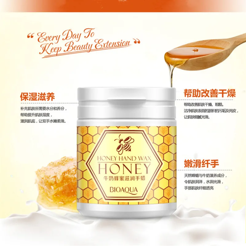 BIOAQUA Milk Honey Paraffin Wax Hand Mask Moisturizing Whitening Skin Care Exfoliating Calluses Hand Film Hand Cream Hand Care 4