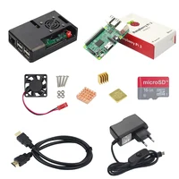 Frambuesa PI 3 Modelo B tablero + 16G tarjeta SD + 3 unids disipador + 5 V 2.5A adaptadores de corriente con interruptor + cable HDMI + frambuesa PI 3 Caso