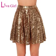 LIVA GIRL Сексуальная мини-юбка с золотыми блестками для женщин летнее шикарное лоскутное платье для ночного клуба плиссированные юбки для женщин для вечеринки Jupe Femme XL