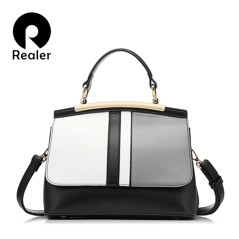 

Realer handbag women casual tote bag brand design female solid boston bag small shoulder messenger bags chain clutch purse 2019