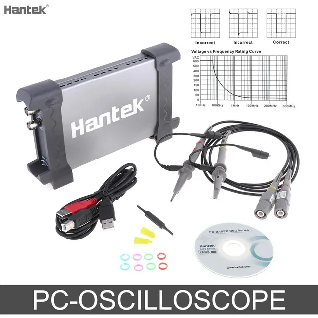 Best Price Hantek Official 6022BE Laptop PC USB Digital Storage Virtual Oscilloscope 2 Channels 20Mhz Handheld Portable Osciloscopio