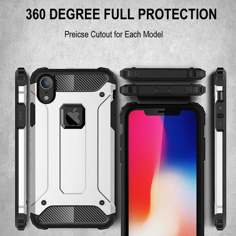 Cases For iPhone X XR XS Max 8 7 6s 6 Plus 5 5s se Fitted Case Armor Heavy Duty Protect Hybrid Shockproof Cover Hard PC Soft TPU | Мобильные