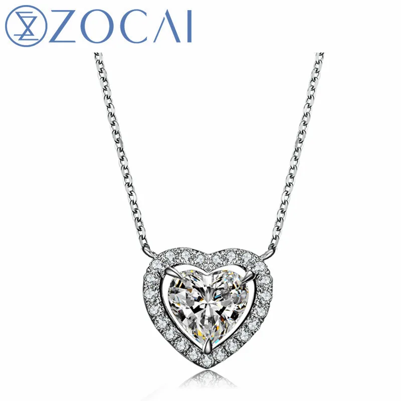 

ZOCAI Princess 0.39 Carat H/SI Certified Heart Shape Diamond in 18K White Gold (Au750) Women Necklace D03700