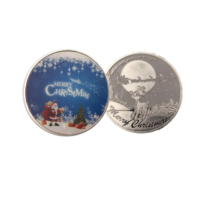 Merry Christmas Серебряная монета 999,9 посеребренные металлические монеты художественные поделки для дома декоративные сувенирные монеты для детей Подарки - Цвет: style 5