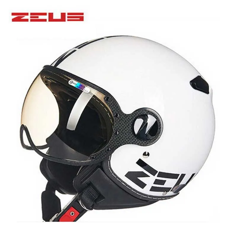 

White Black DOT ZEUS ZS-210c half face motorcycle helmet , motorbike moto motocross helmets for women and men scoote dirt bike