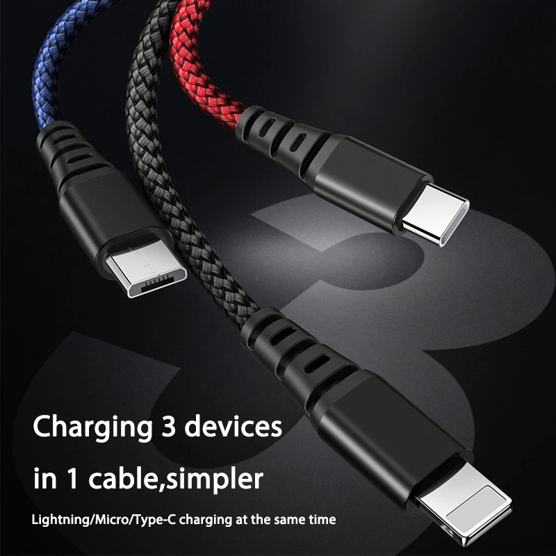 Mcdodo 3 في 1 كابل يو اس بي 3A للهاتف المحمول المصغّر usb نوع C كابل الشاحن ل فون XR XS ماكس X هواوي سريع بيانات كابل شحن