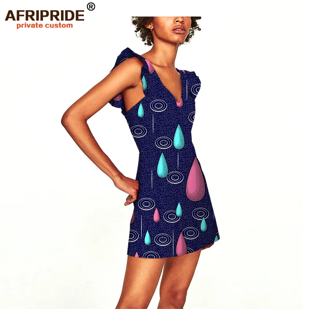 Женское летнее платье AFRIPRIDE, индивидуальное мини-пляжное платье без рукавов с v-образным вырезом, большие размеры, сексуальное платье из чистого хлопка, A722558 - Цвет: 280X