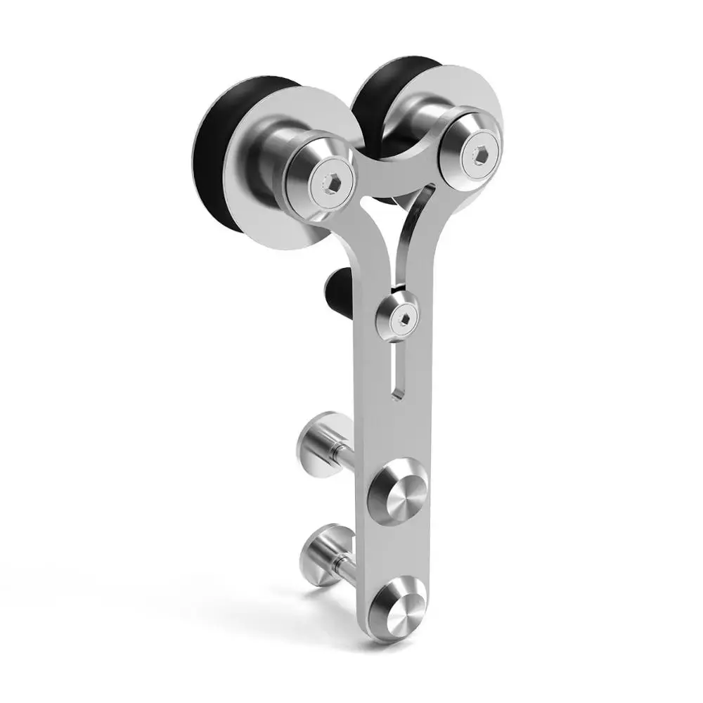 LWZH Stainless Steel Sliding Barn Door Hardware Basic Track Hardware Kit Y-Shaped with Big Roller Track Roller for Interio