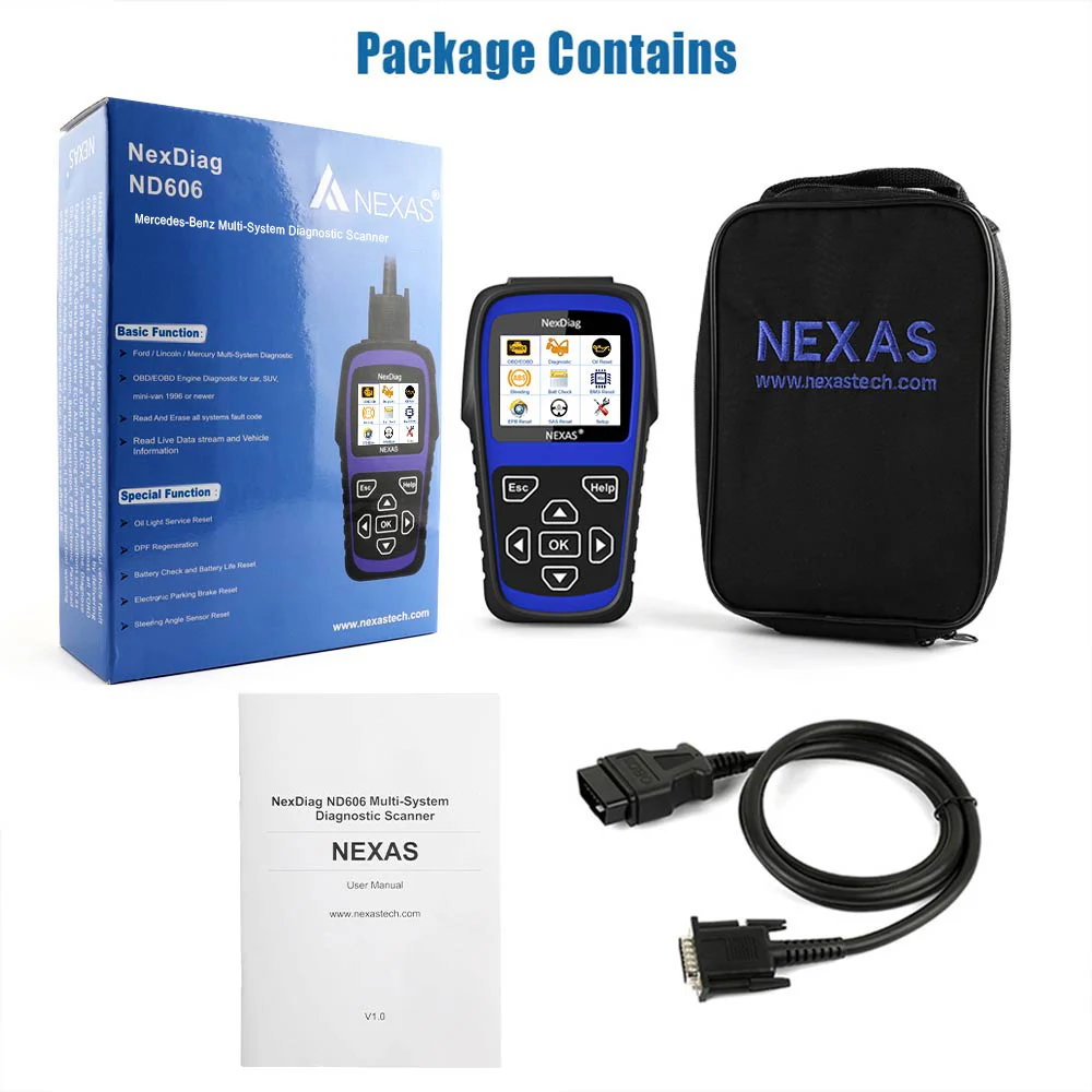 Nexas ND606 OBD2 сканер Авто Диагностический ABS Bleed аккумулятор EPB SAS сброс масла для CLA GLA
