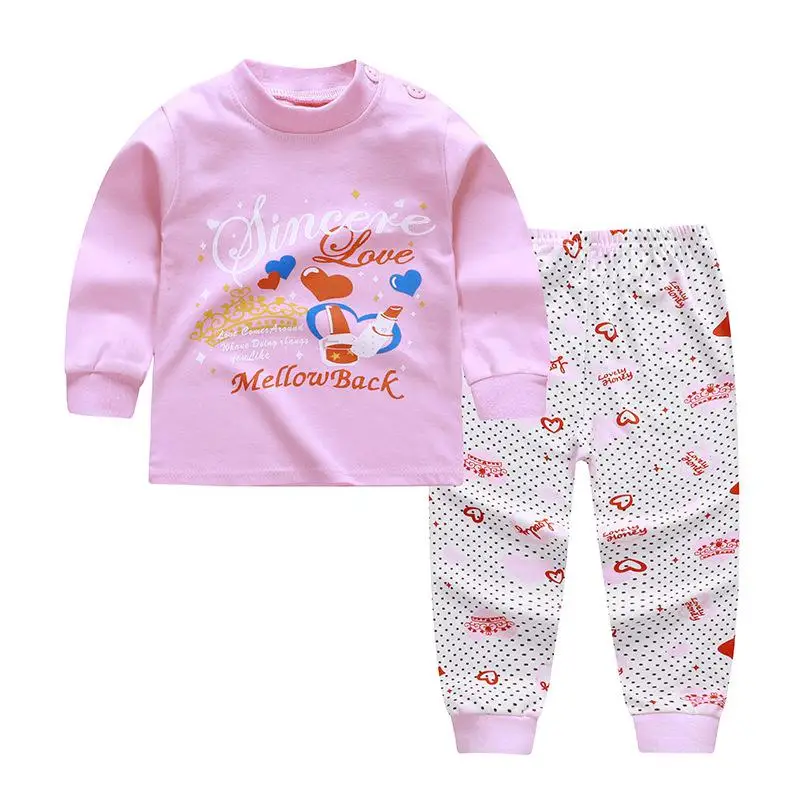 Детское нижнее белье хлопковый костюм тонкая осенняя одежда и брюки теплый домашний костюм для маленьких мальчиков и девочек одежда для малышей - Цвет: p20