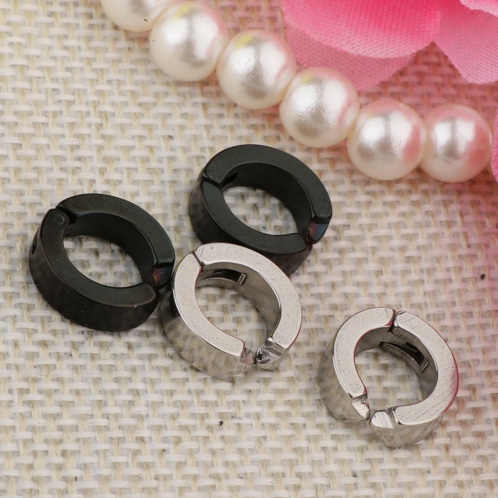 MagiDeal 2 Pairs Fake Clip On Ear Clips Cuff Hoop Huggie Earring No Pierced