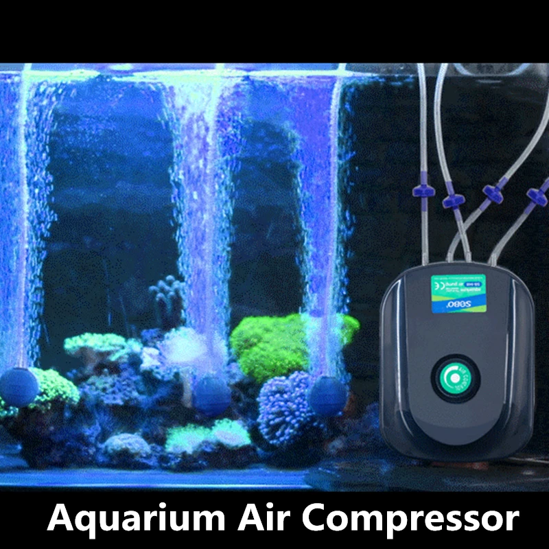 8/12w Silent Mini Aquarium Air Compressor Fish Tank Adjustable Flow