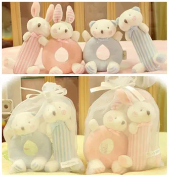 

Candice guo plush toy stuffed doll bear rabbit bunny baby rattle mobile pet cat dog puppy bite train tool birthday gift 2pcs/lot