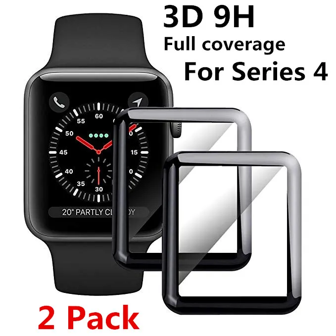 2 Pack 3D Curved Edge Full Cover Protective Film For iwatch Apple Watch Series 4 40mm 44mm Tempered Glass Screen Protector | Электроника