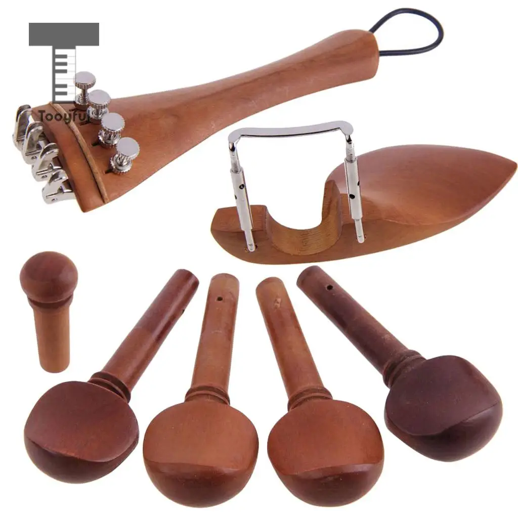 

4/4 Violin Jujube Wood Set Tuning Pegs Tuners w/ Screws+Chinrest Replacement