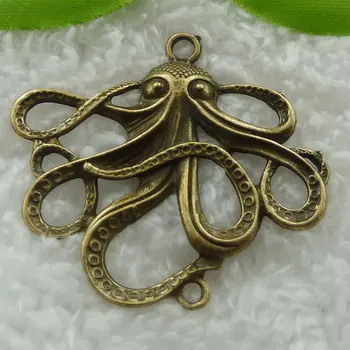 

40 pieces antique bronze octopus connectors 49x45mm #858
