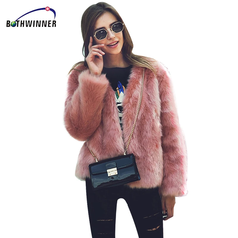 

Bothwinner Hair Jacket Fur Coat Women Lady Fur Overcoat Imitation Fur Faux Jackets Hairy Party Fur Warm Coat