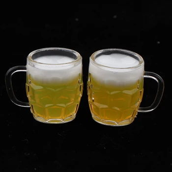 

2 Pieces Multicolor Dollhouse Miniature Kitchen Beverage Low Beer Mugs Pretend Play Toys DIY Kits