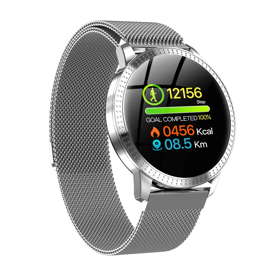 Смарт-часы браслет цветной экран CF18 кровяное давление фитнес-трекер монитор сердечного ритма Смарт фитнес-браслет для Android IOS подарок - Цвет: Серебристый