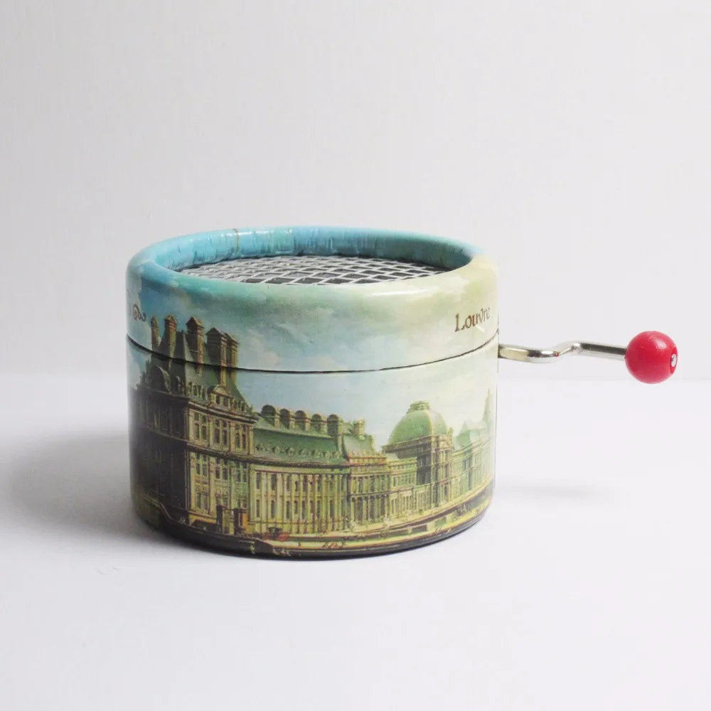 Caja de música de manivela de papel de La ciudad de París tema de La vida en rosa Caja de música de manivela de papel de La ciudad de París tema de La vida en rosa