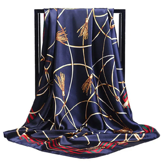 Женский шелковый шарф модный принт большие квадратные шарфы для женщин Роскошные Дизайнерские шали 90*90 см Бандана Платок мусульманский хиджаб - Цвет: MR621