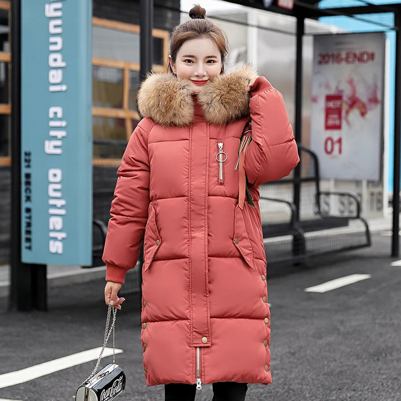 2018 New Women Parkas coat Winter Long jackets down cotton padded big fur collar loose styled jackets parka windproof warm 3XL