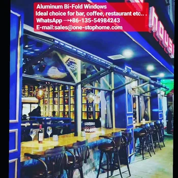 

Black Color Aluminum Floding Windows, Aluminum Cafe Windows Design, Aluminum Restaurant Windows For Sale