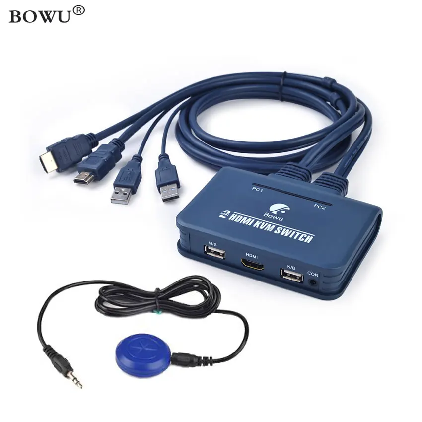 

4K HD 2 Port USB 2.0 HDMI KVM Switch Switcher With Cable for Dual Monitor Keyboard Mouse Supports Desktop Controller Switching