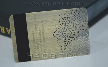 

Bronze Brushed Metal card VIP card with etched number Lo-Co Magnetic strip laser-cut pattern