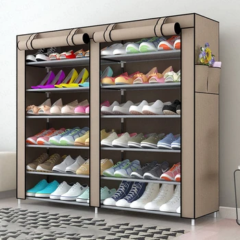 

Oxford cloth shoe rack large dustproof storage shoe cabinet double row large capacity multi-layer assembly fashion shoe rack