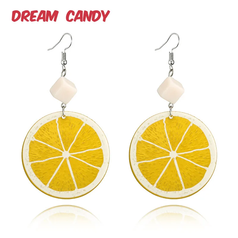 Милые милые акриловые серьги Dream Candy с лимоном для женщин креативные висячие