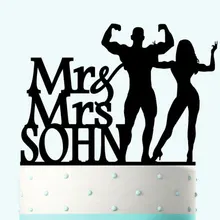 Акриловый для свадебного торта топперы мышцы Спорт Жених невесты пользовательское имя и дата помолвка прием гостей в доме невесты украшения