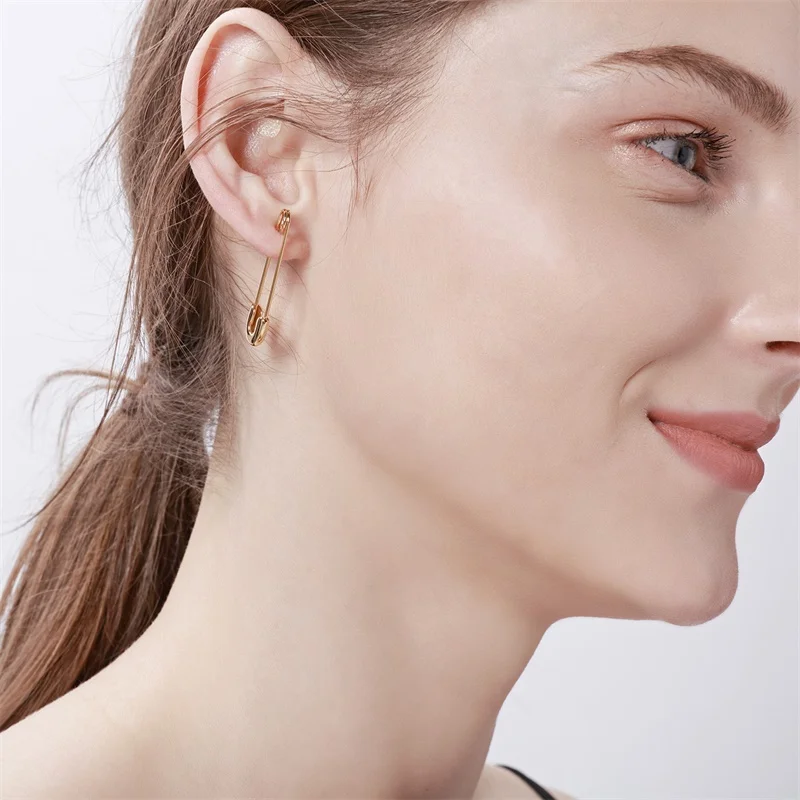 

Women's Ear Pin Studs Earrings Stainless Steel Gold Color Dangle Orecchini Brinco Fashion Girlfriend Earring Aretes Gifts