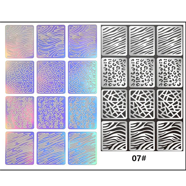 1 лист Новая мода винил для ногтей наклейки-Трафарет DIY маникюр Дизайн ногтей Инструмент 24 узора - Цвет: Pattern 07