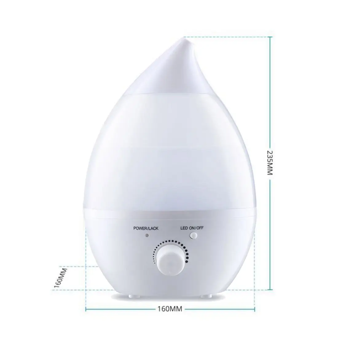 

Drop-shaped colored 2.4L LED humidifier home office aromatherapy ultra-quiet humidifier non-radiation drop Shipping