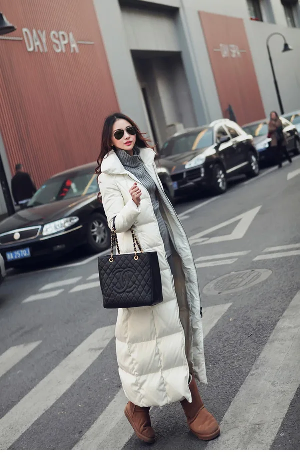 

2018 winter new long down jacket thickening warm Slim was thin fashion women's high quality white duck down