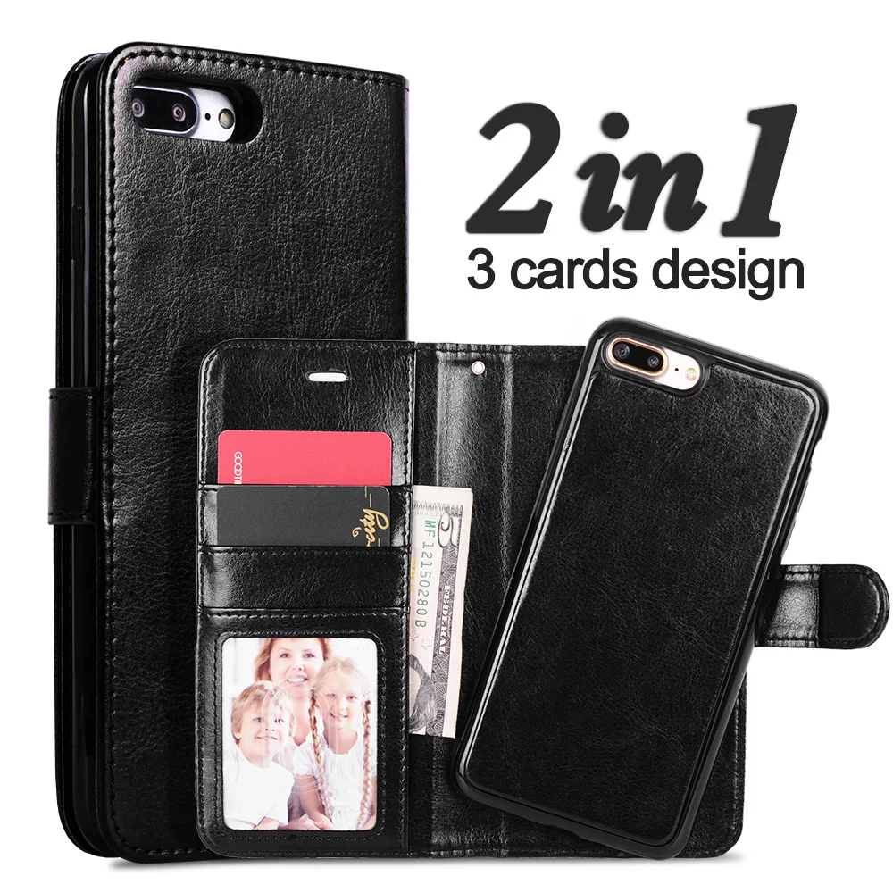 

LANCASE For iPhone 8 Case Multifunction Detachable Leather Case For iPhone 8 Cover Wallet S8 Plus Phone Case Strap Card Slot
