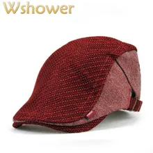 JAMONT, одноцветные вязаные береты для пожилых людей, шапка, утолщенная, с плоской костью, с козырьком, Для дедушки, для папы, остроконечная, газетная шапка
