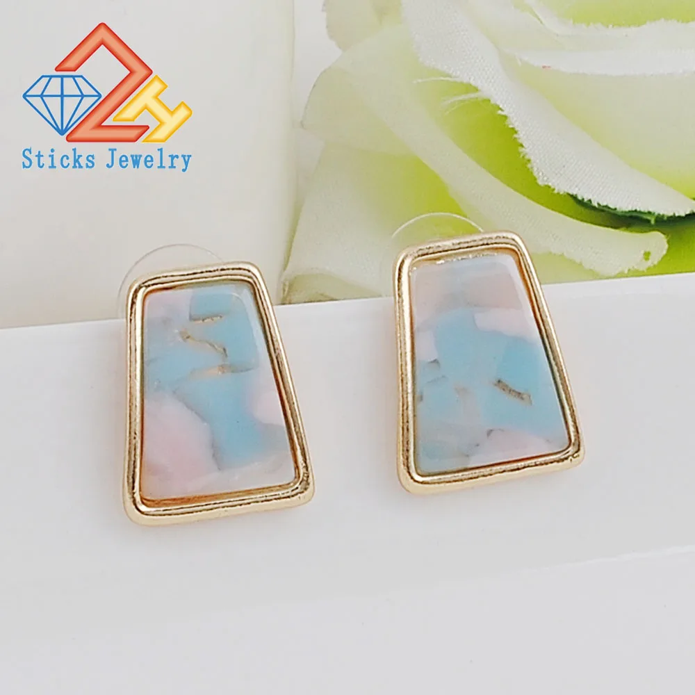 

Stud Earrings 2018 Trendy Acrylic Resin Geometric Elegant Earrings Women Fashion Jewelry