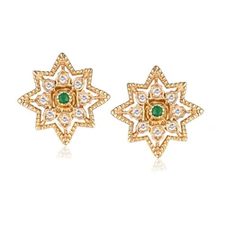 Retro Luxury Indian Jewelry 925 Sterling Silver Natural Gemstone Stud Earrings Gold Plated Earrings for Women Shiny Star Earring Retro Luxury Indian Jewelry 925 Sterling Silver Natural Gemstone Stud Earrings Gold Plated Earrings for Women Shiny Star Earring