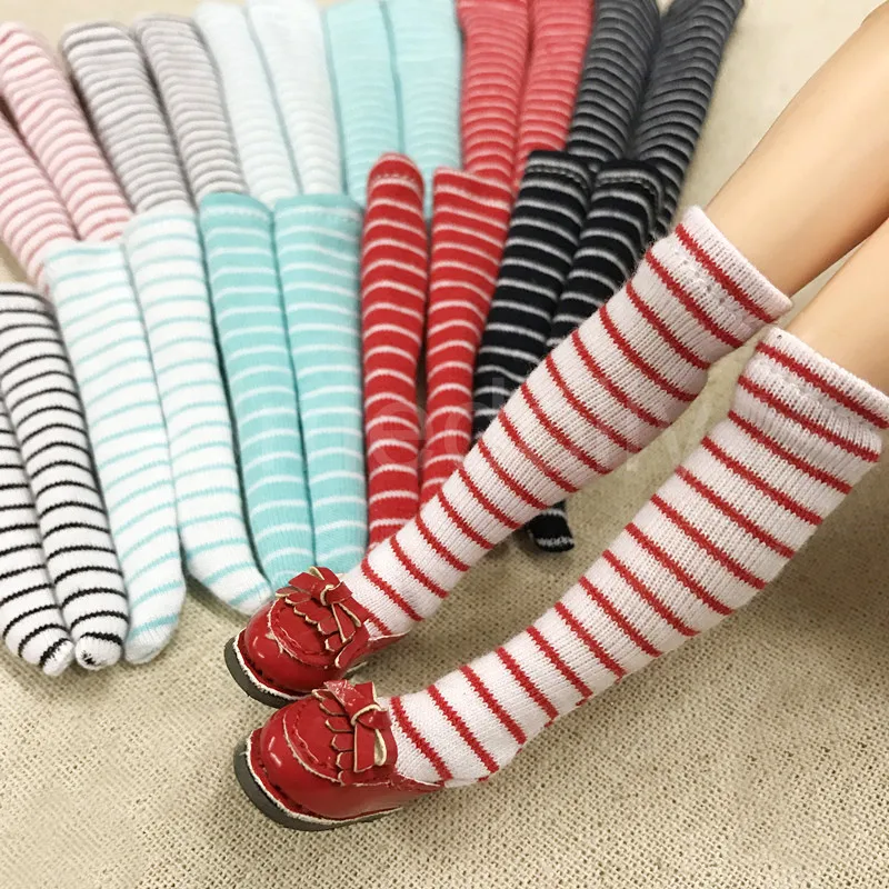 Stripe 1/6 ICY Blyth Knee Socks Stocking Suitable for Azone Momoko Barbies Pullip Licca 30cm Doll Clothes Accessories 1Pair