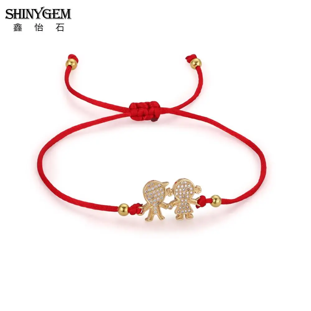 

ShinyGem Minimalism Lucky Red Bracelet Adjustable Gold/Silver Pair Couple Bracelet Rhinestone Boy Girl Charm Bracelets For Women
