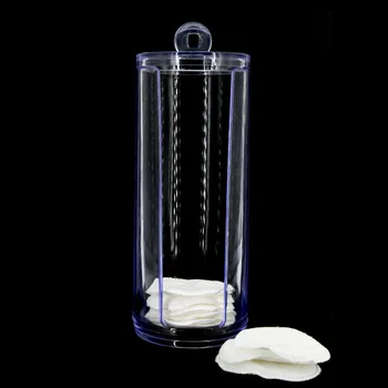 

Round Remover Paper Cotton Pad Container Storage Case Makeup Transparent Acrylic Storage Box Holder Nail Art Tools