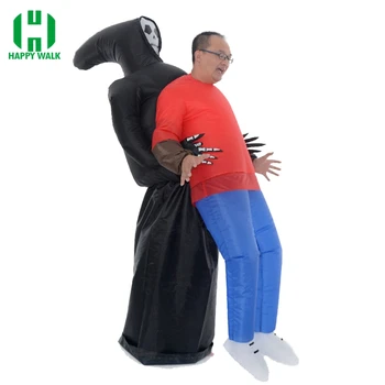 

Skeleton Ghost Inflatable Costume Adult Funny Blow Up Suit Party Fancy Dress Dark Death Catch Me Horror Halloween Costumes